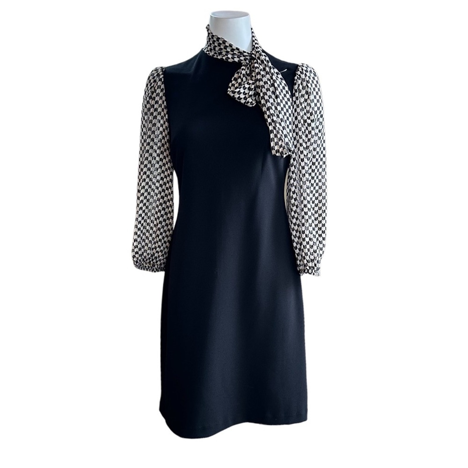Nwt Calvin Klein Polka Dot-Trim Mini Dress Black Size 4